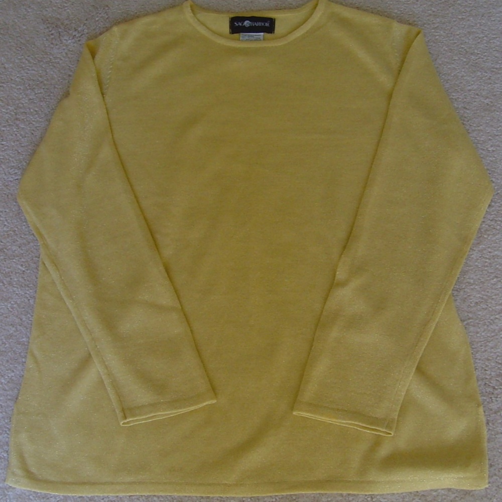 SAG HARBOR Yellowish/Gold-Tone Metallic Pullover